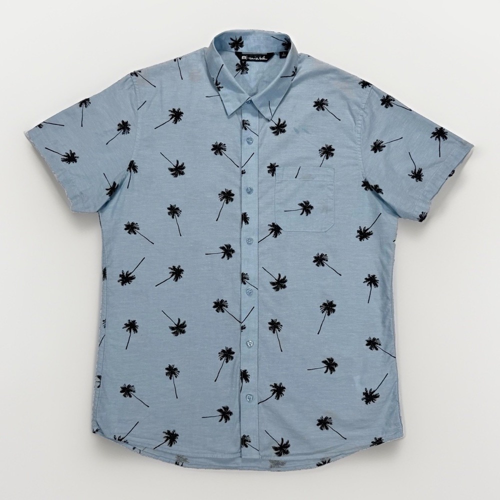 Travis Mathew Wheaton Shirt Men's L Palm Tree Button Up Golf Resort Casual